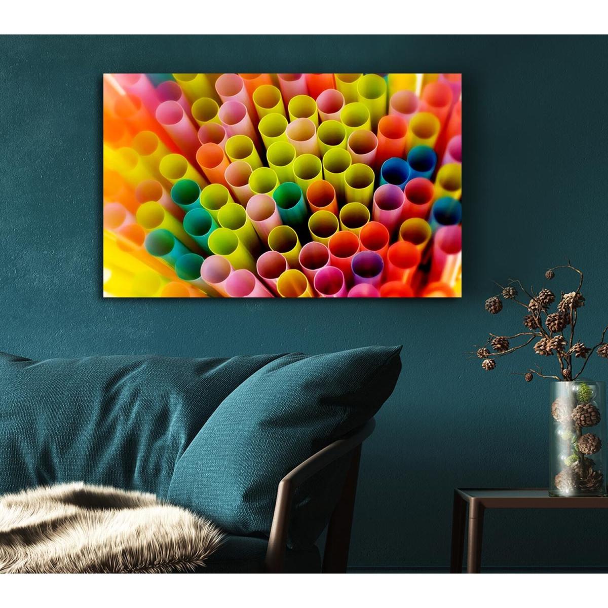 Colourful Straws Canvas Print Wall Art - Yellow / 35.56cm – image 5