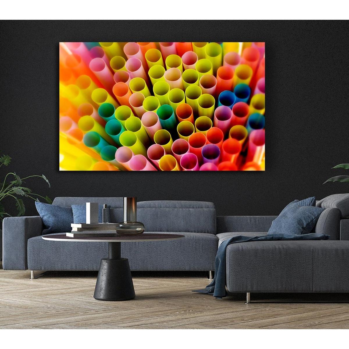 Colourful Straws Canvas Print Wall Art - Yellow / 35.56cm – image 6