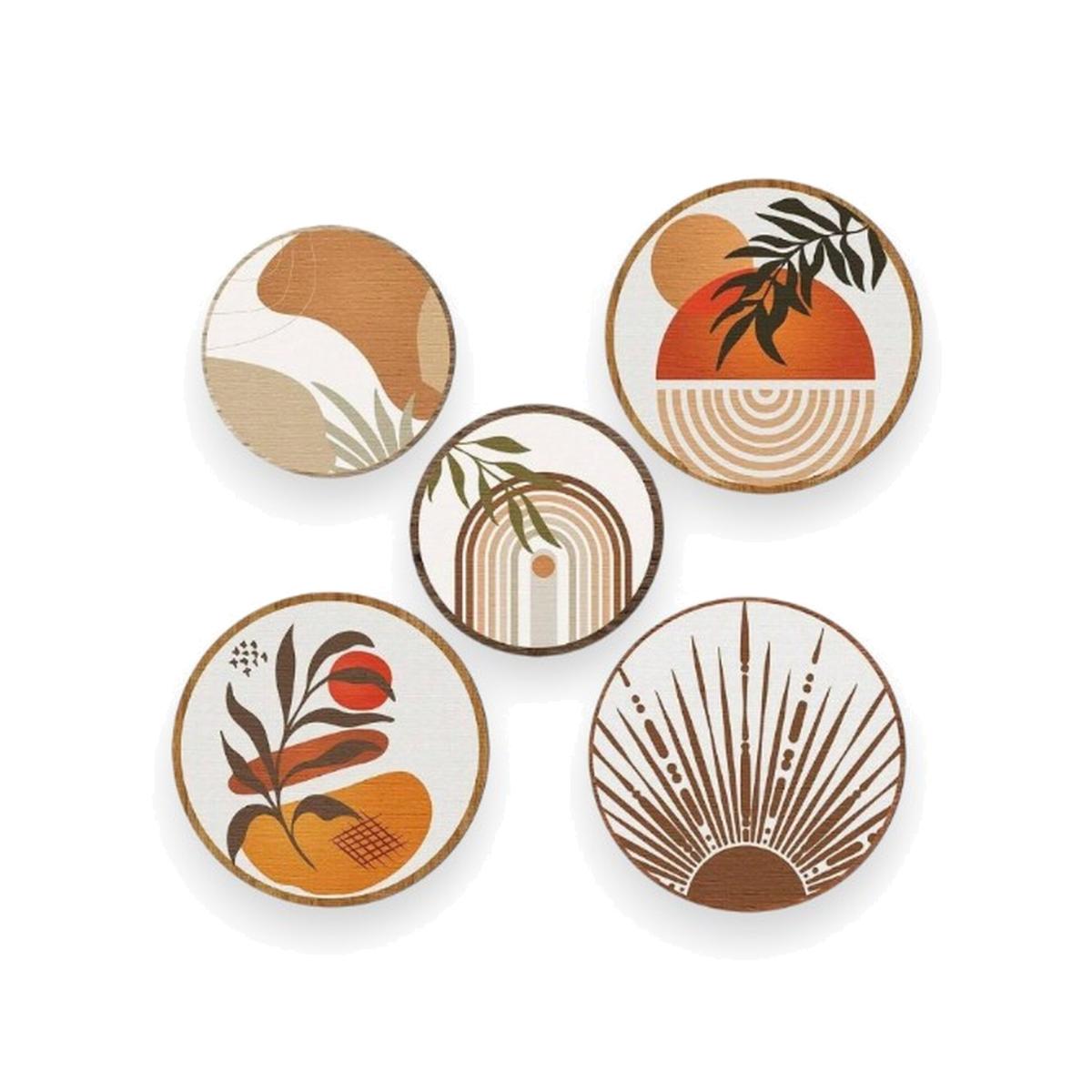 5 Pack Bohemian Style Wall Art - Brown