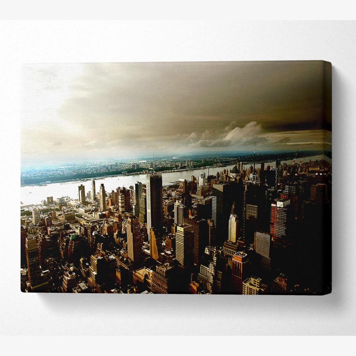 New York City Island Waters Canvas Print Wall Art - Yellow / 66.04cm – image 1