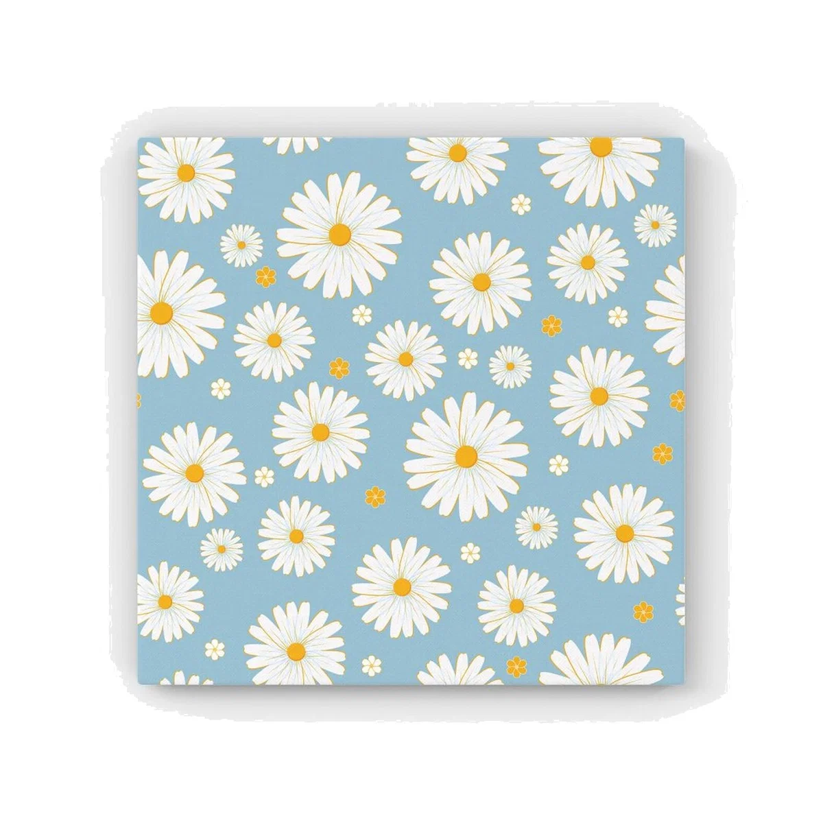Summer Daisy Pattern HD Metal Print - Blue / 56cm
