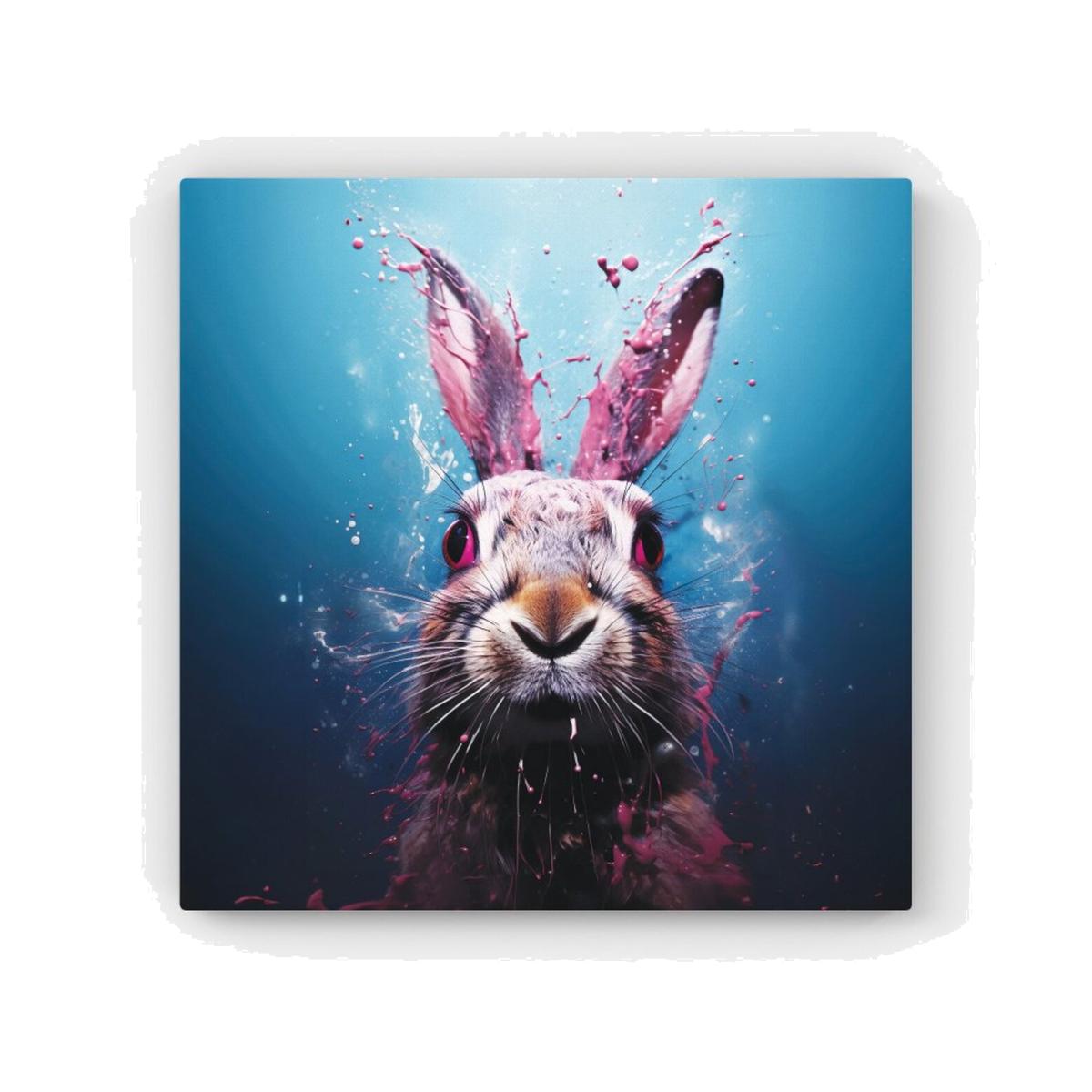 Rabbit Face Splashart HD Metal Print - Blue / 40cm
