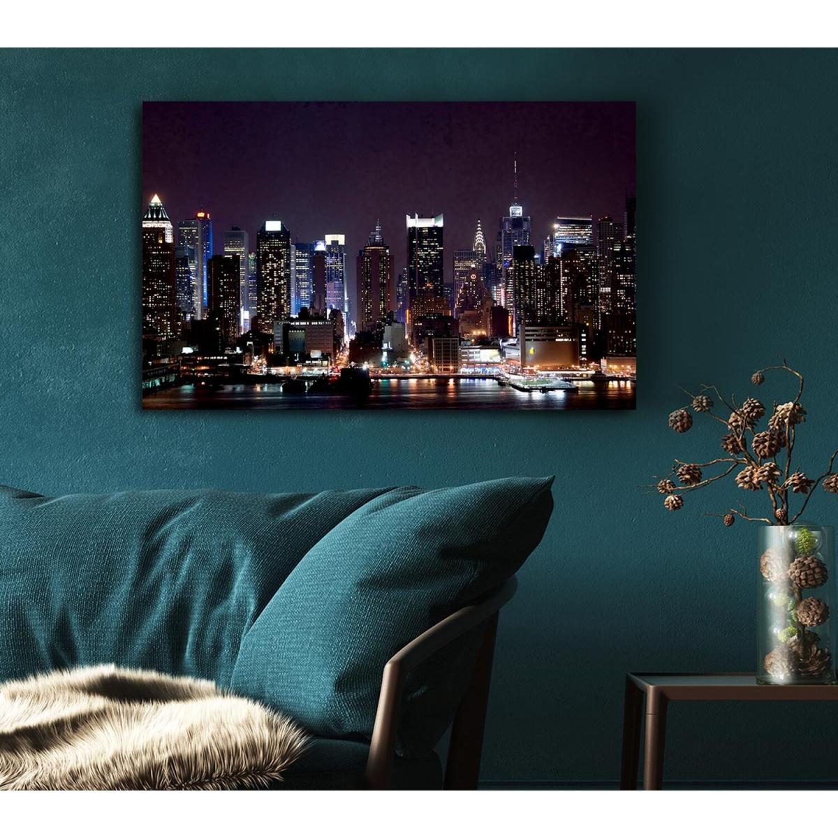 Hong Kong Night Glow Canvas Print Wall Art - Yellow / 81.28cm – image 4