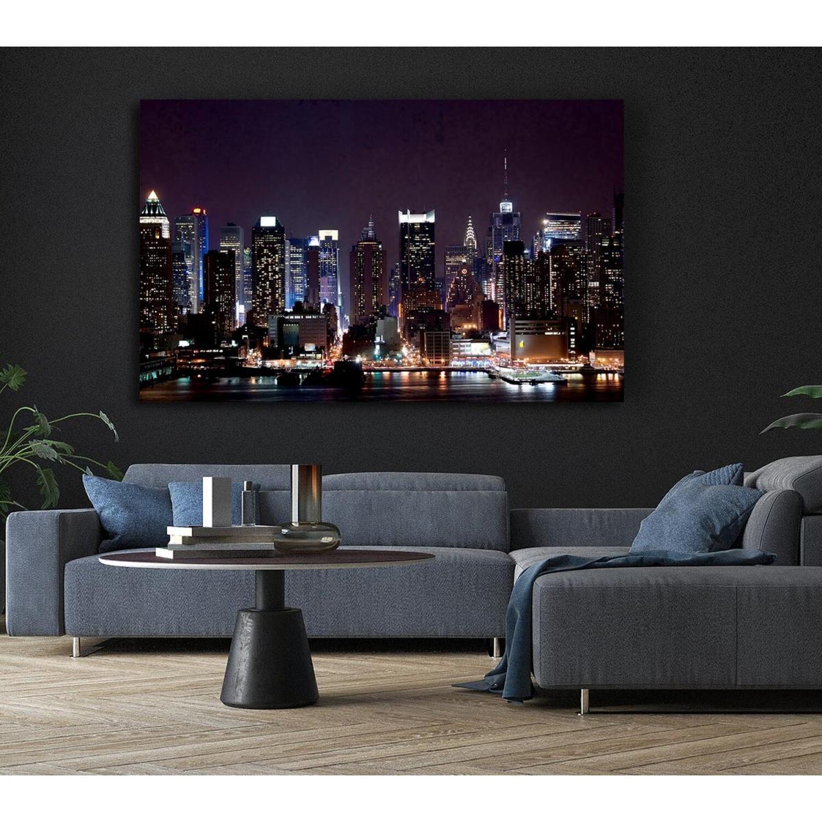 Hong Kong Night Glow Canvas Print Wall Art - Yellow / 81.28cm – image 5
