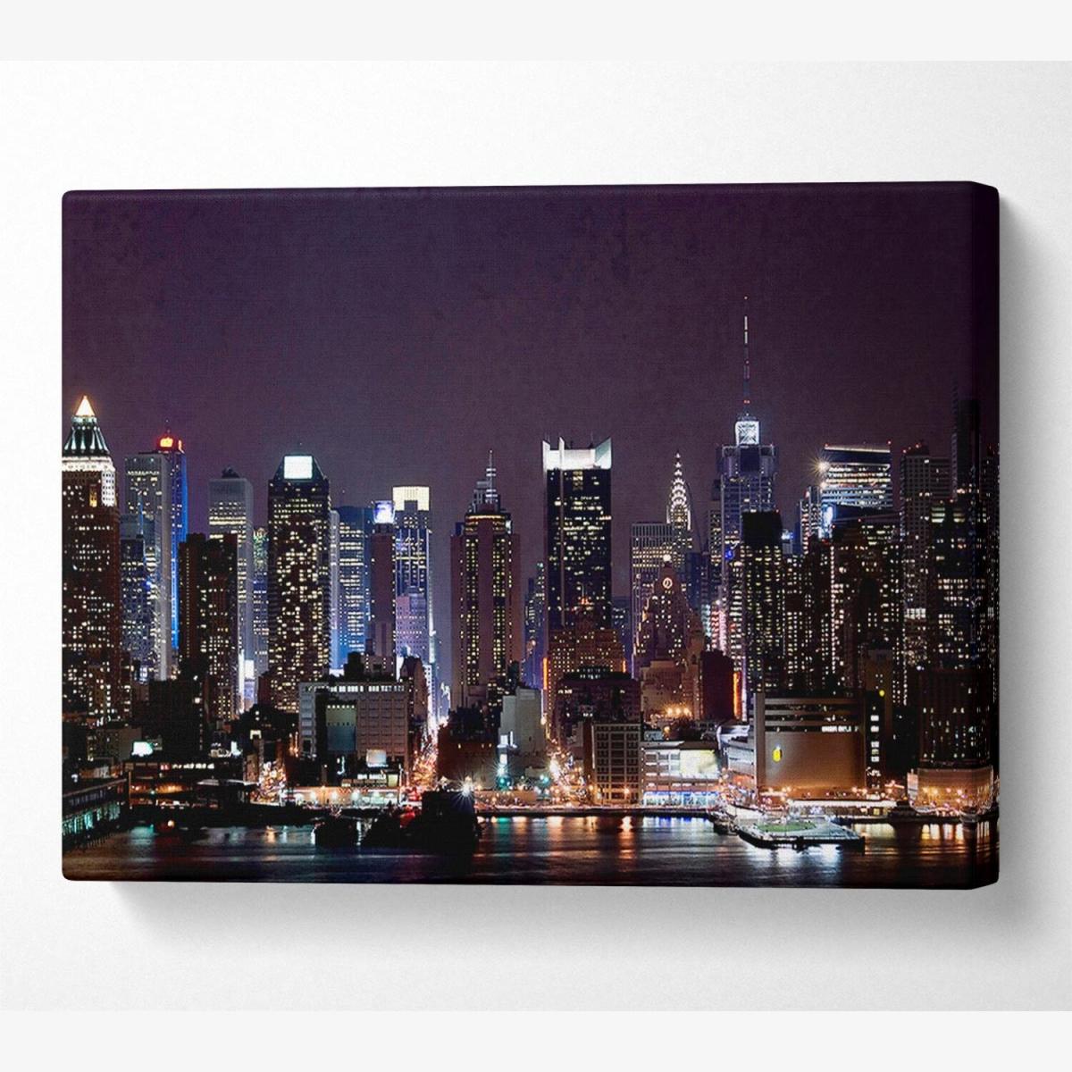 Hong Kong Night Glow Canvas Print Wall Art - Yellow / 81.28cm – image 1