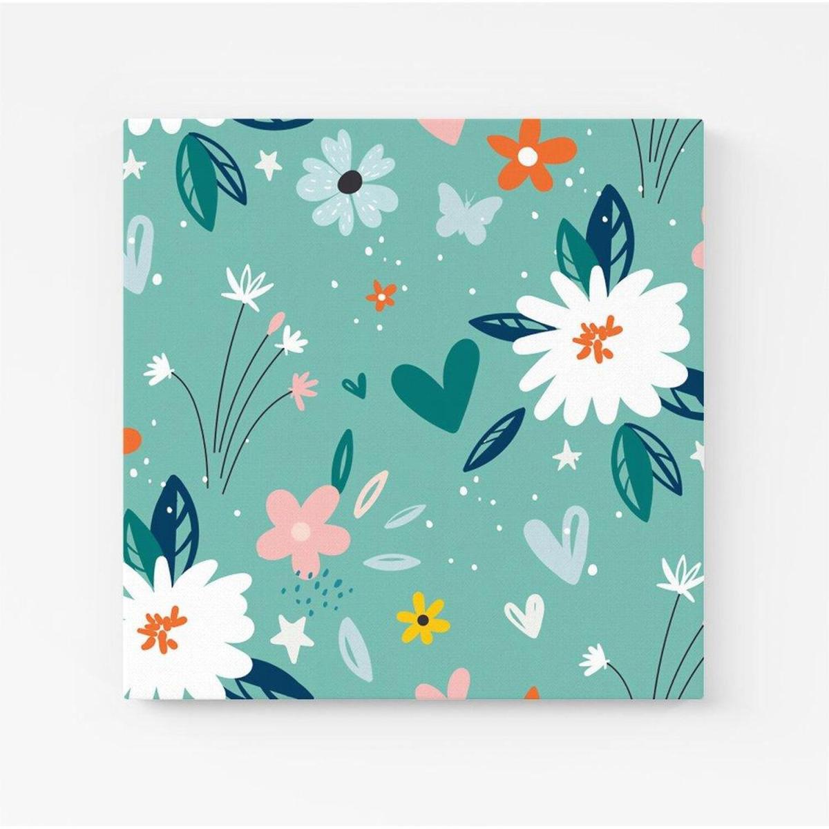 Garden Summer Flowers Canvas Print - Green / Small – image 2