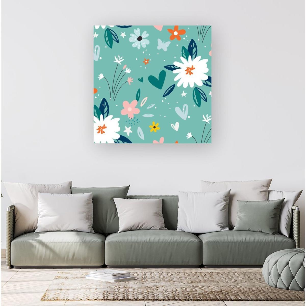 Garden Summer Flowers Canvas Print - Green / Small – image 3