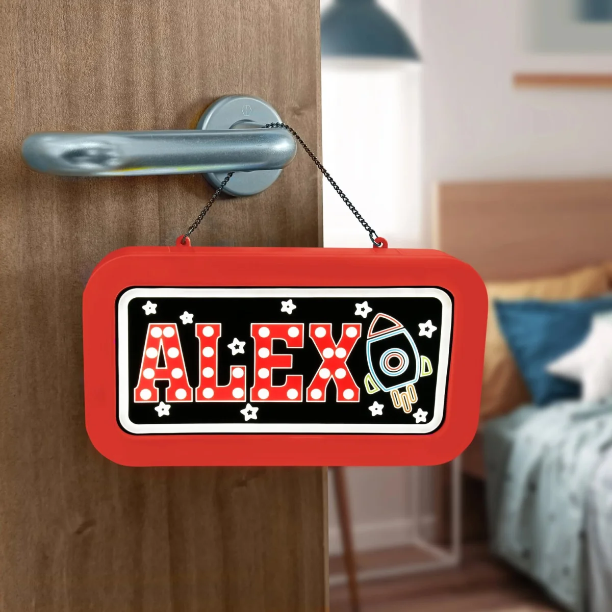 Alex Pre-personalised Light-Up Neon Bedroom Sign - Red – image 2