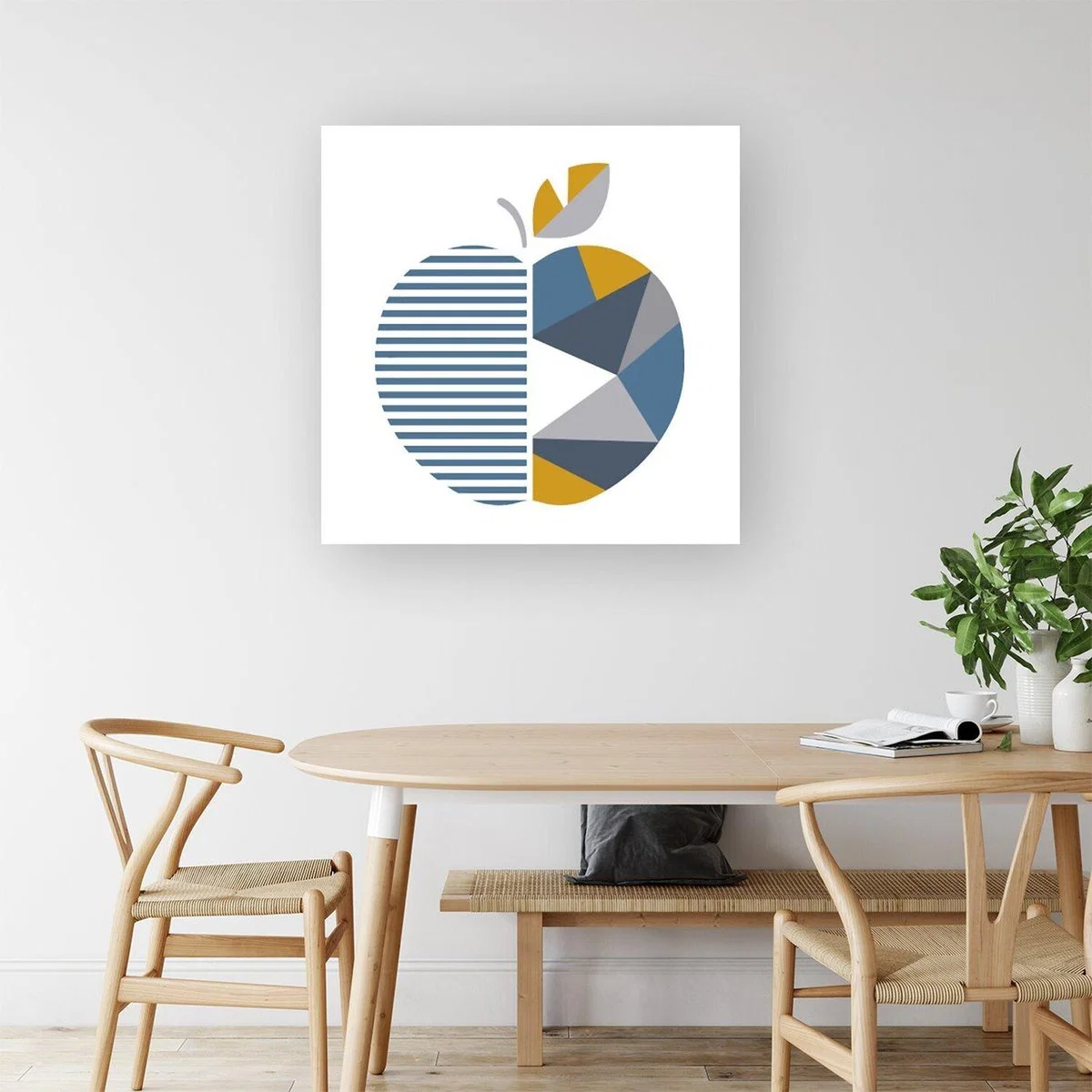 Geometric Apple Canvas Print - Blue / Large – image 2