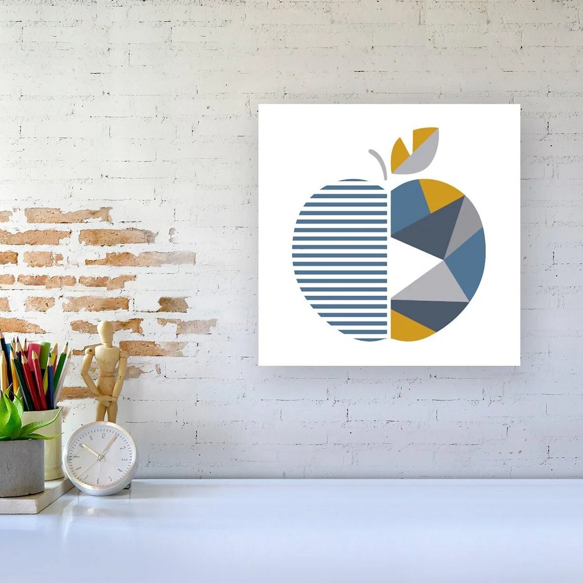 Geometric Apple Canvas Print - Blue / Large – image 3