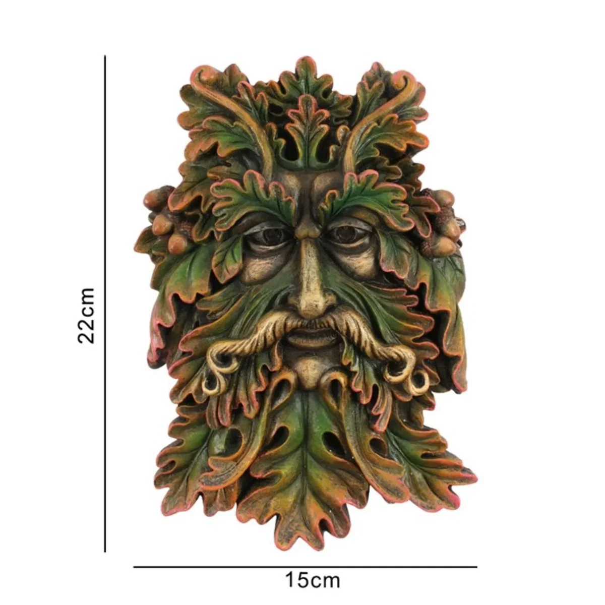 Green Man Face Plaque Indoor & Outdoor Pagan Garden Decor 22.5cm - Green – image 3