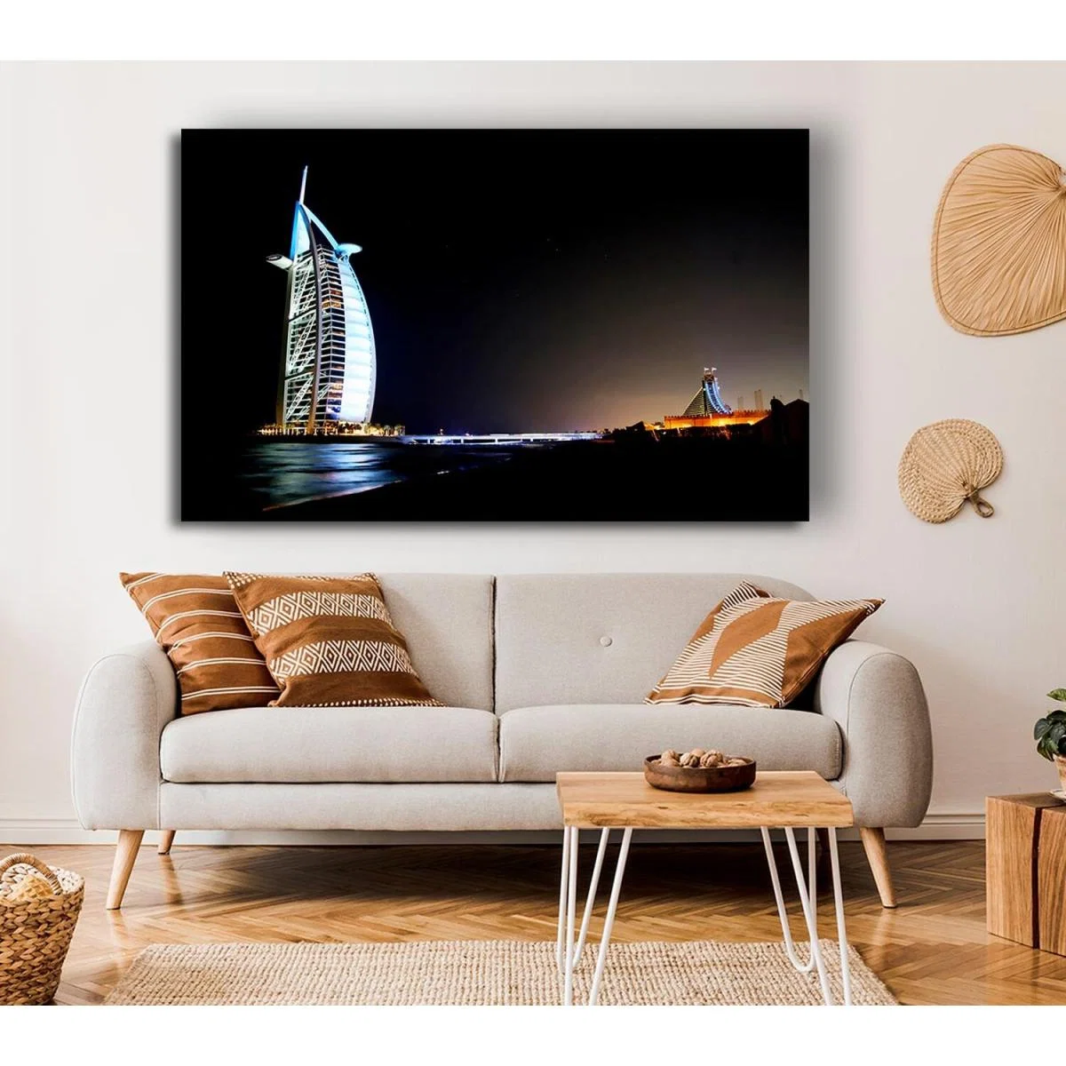 Dubai Ocean Nights Canvas Print Wall Art - Yellow / 81.28cm – image 4