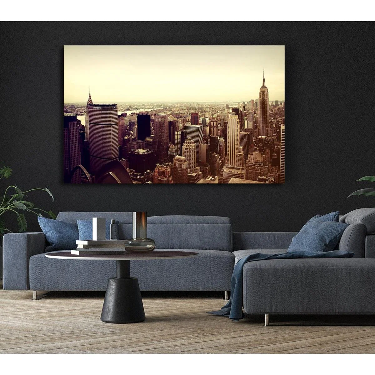 Empire State Building Retro Canvas Print Wall Art - Yellow / 81.28cm – image 4