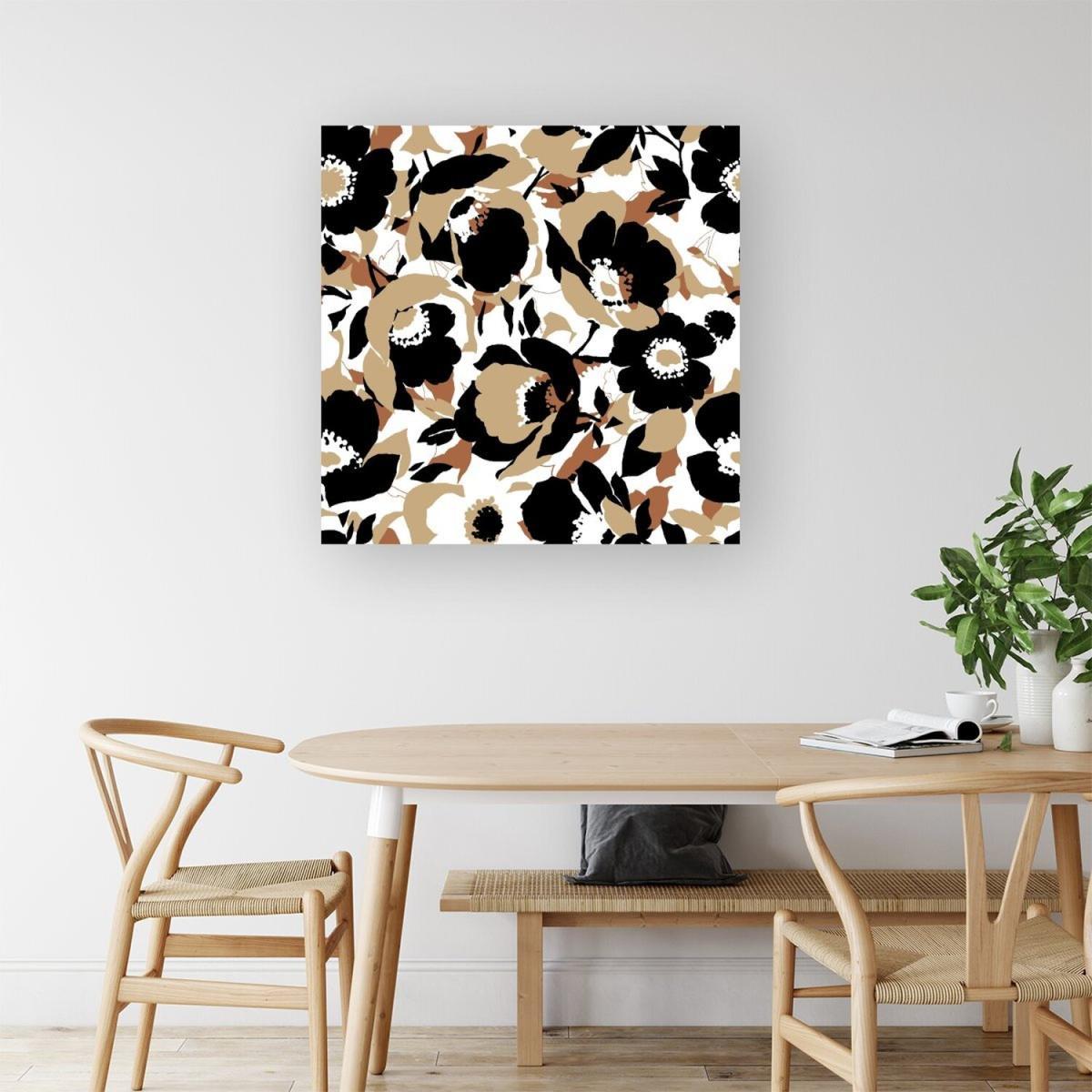Modern Flower Pattern Canvas Print - Brown / Medium – image 4