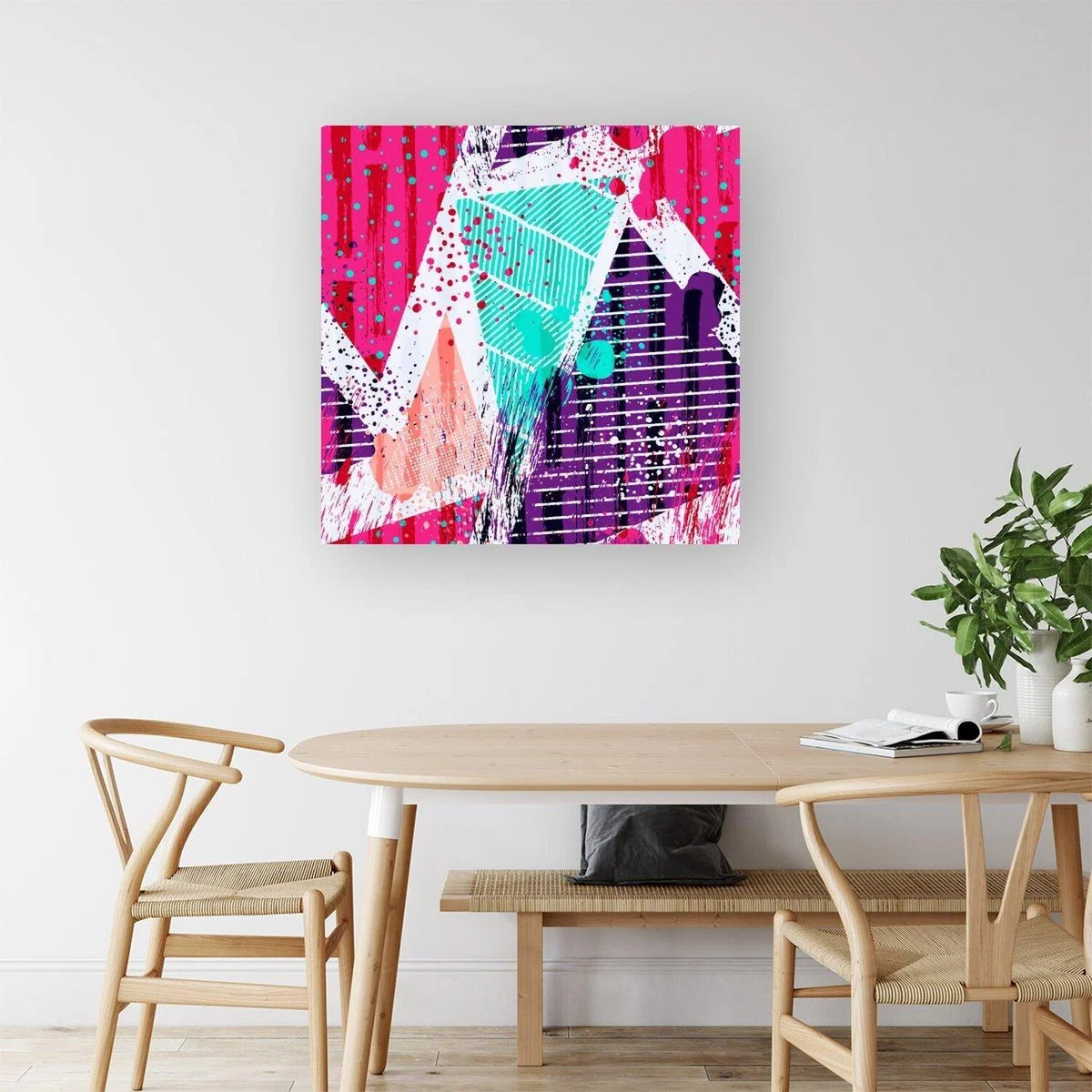 Shabby Geometric Pattern Canvas Print - Pink / Small – image 2