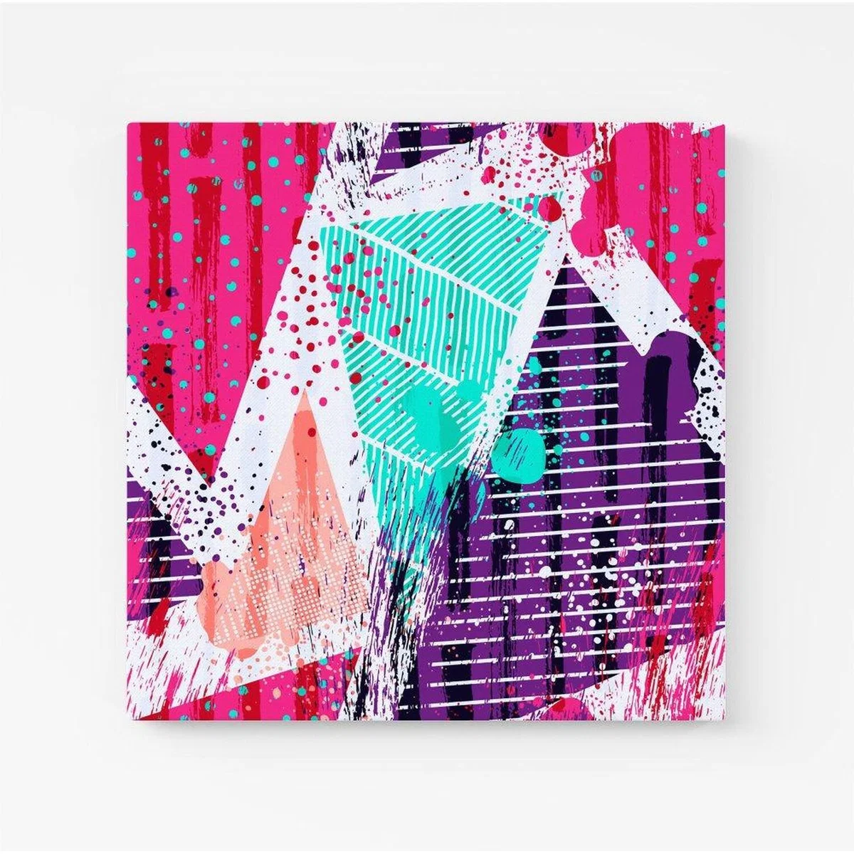 Shabby Geometric Pattern Canvas Print - Pink / Small – image 4