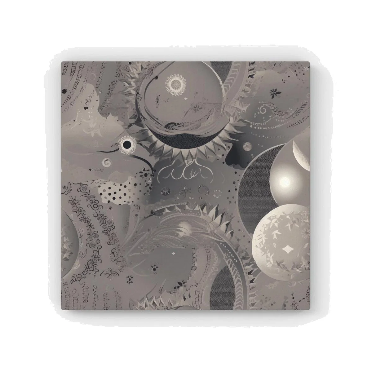Abstract Moon Shapes HD Metal Print - Grey / 30cm