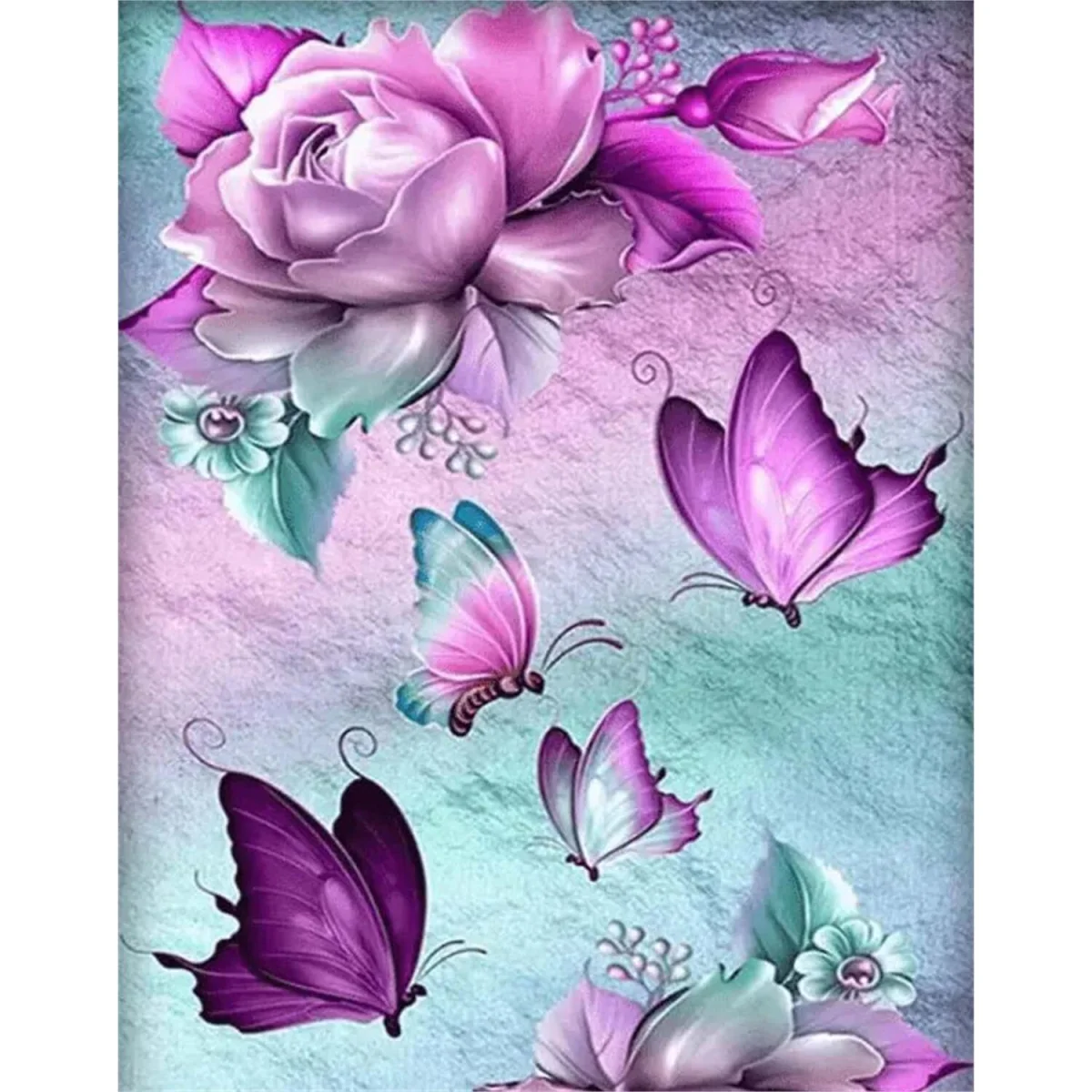Purple Peony and Butterflies Diamond Painting Kit - Multi – image 2
