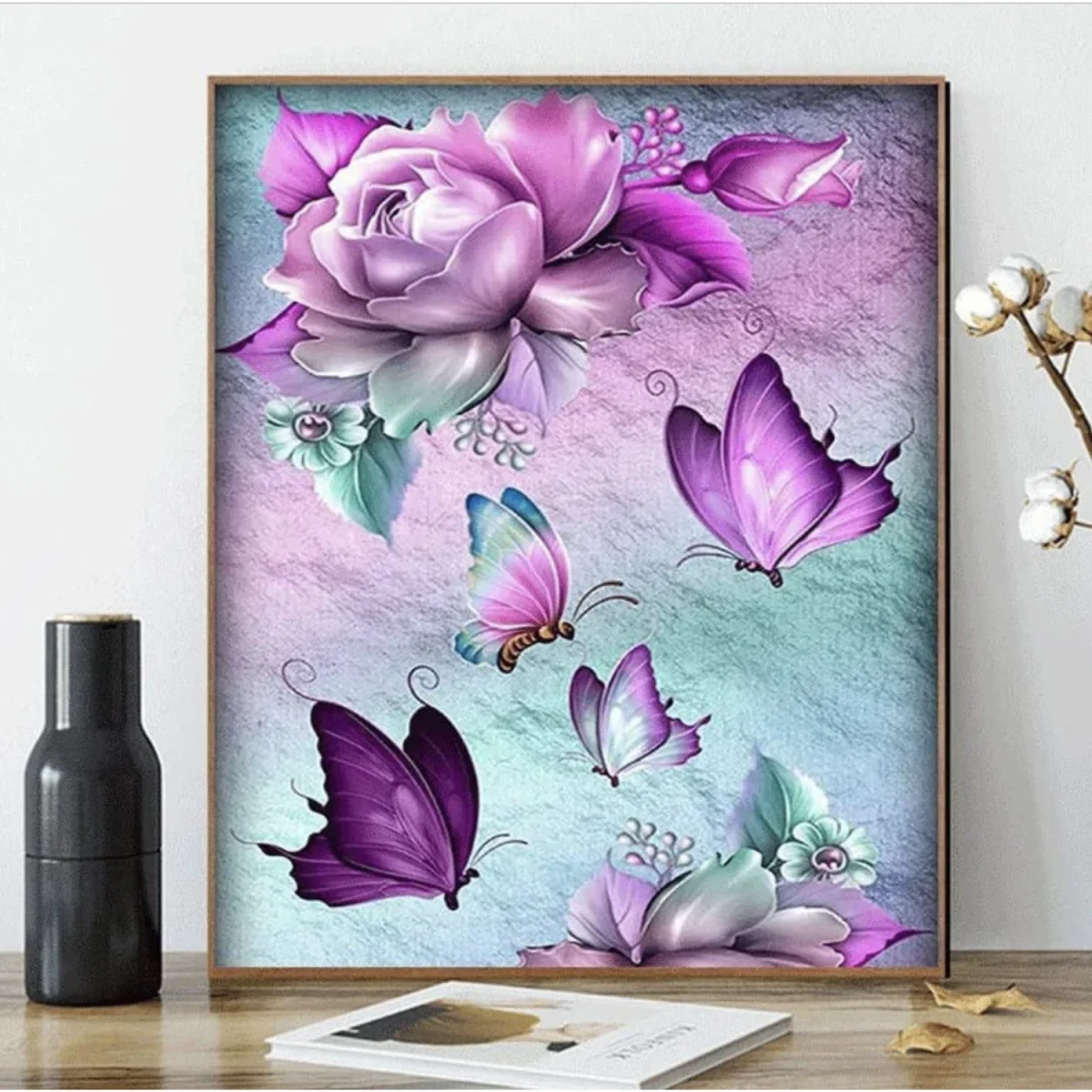 Purple Peony and Butterflies Diamond Painting Kit - Multi – image 6