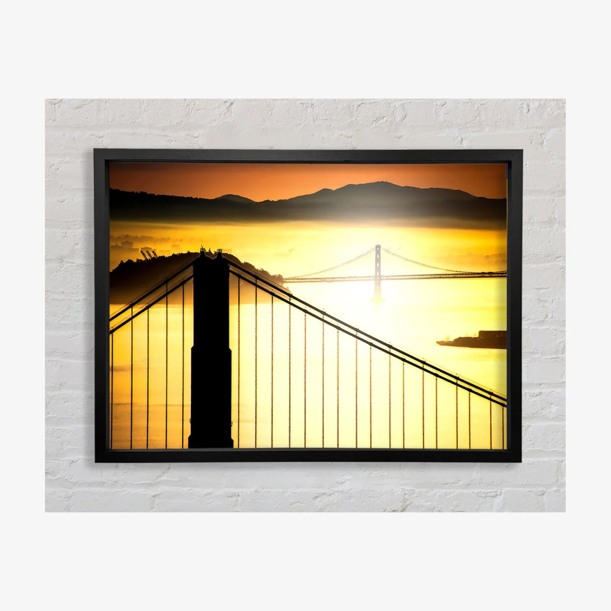 Sunrise Over San Francisco Bay Framed Print Architecture Prints - Black