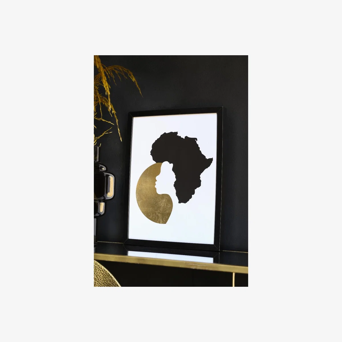 Unframed Hand Finished With Gold Leaf African Sun Art Print – image 1