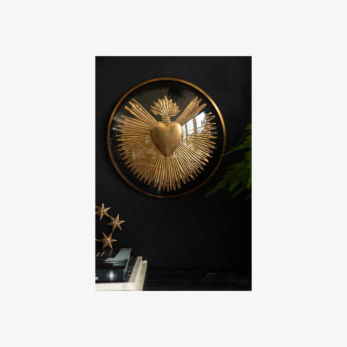 Framed Golden Milagro Heart Decoration – image 1