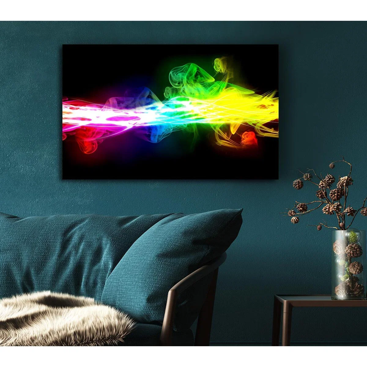 Rainbow Smoke Contrast Canvas Print Wall Art - Yellow / 50.8cm – image 4