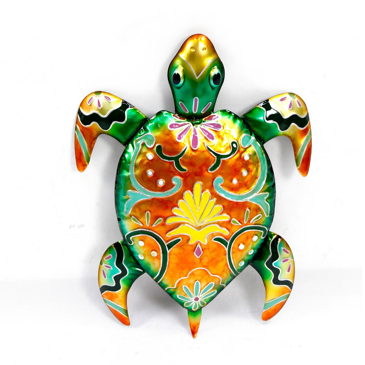 Bright Patterned Turtle Metal Wall Art – image 2