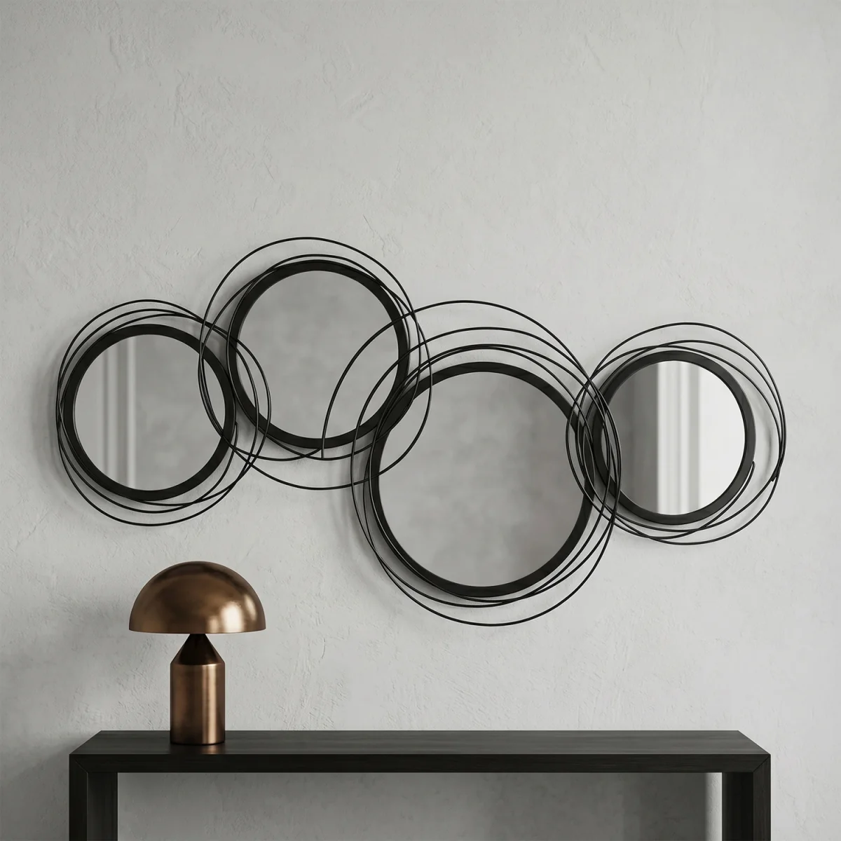 HOMCOM Modern Wall Art with Mirror Wall Sculpture Decor for Living Room - Black – image 2