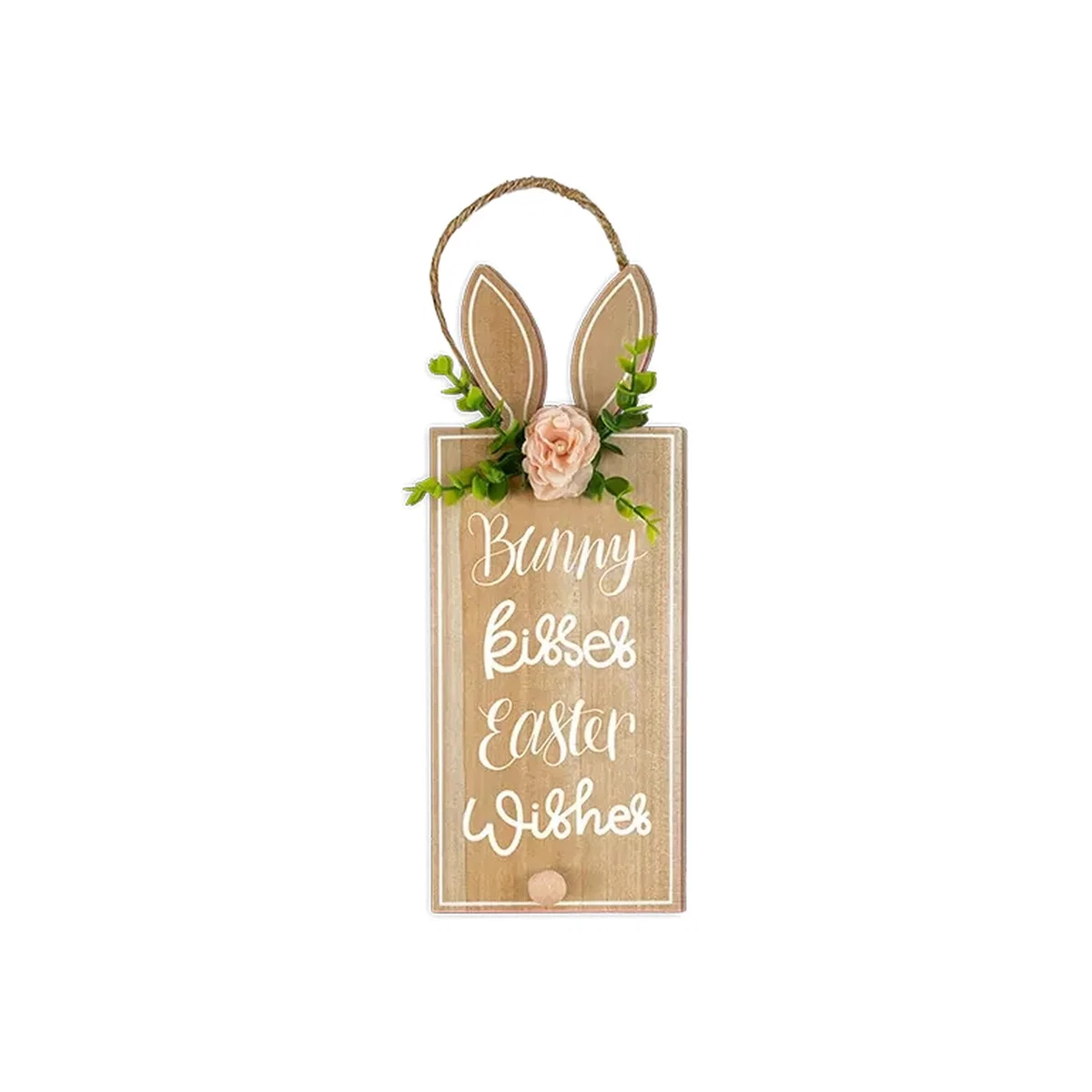 Large Easter Bunny Hanging Plaque - Natural wood