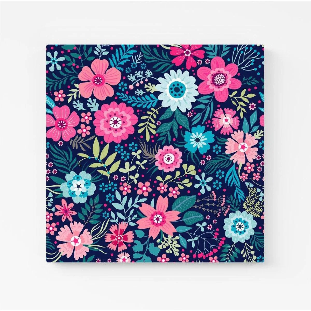 Cute Colourful Flower Pattern Canvas Print - PInk / Medium – image 2