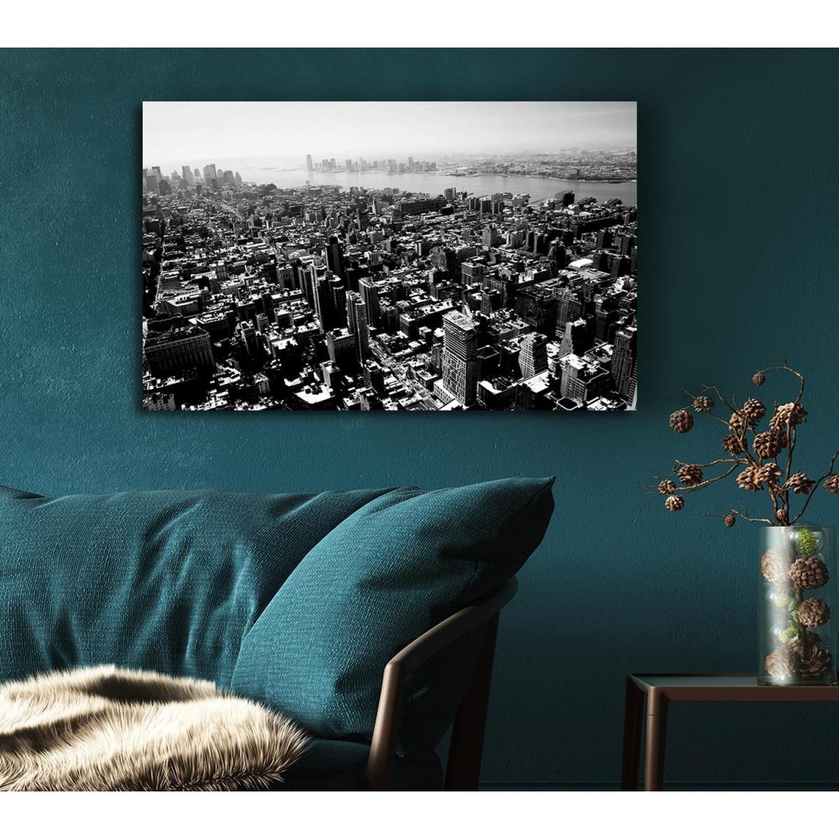 Chicago Arial View B n W Canvas Print Wall Art - Yellow / 35.56cm – image 5
