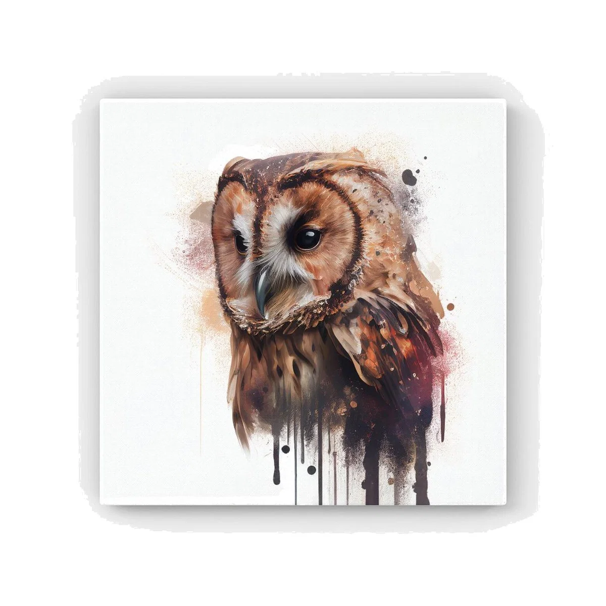Tawny Owl Face Splashart Light Background HD Metal Print - Brown / 56cm