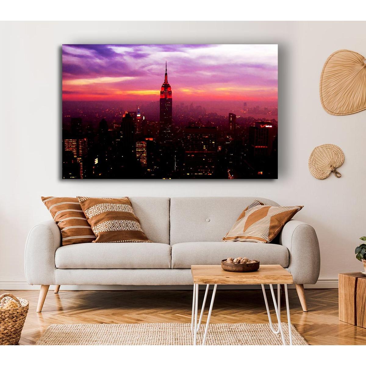 Empire State Building Evening Glow Canvas Print Wall Art - Yellow / 50.8cm – image 3