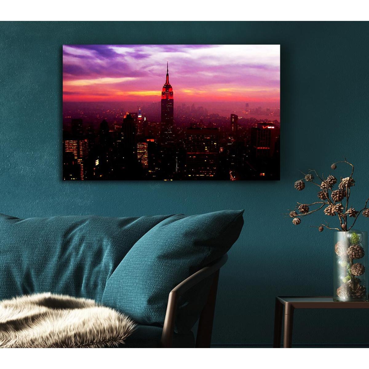 Empire State Building Evening Glow Canvas Print Wall Art - Yellow / 50.8cm – image 4