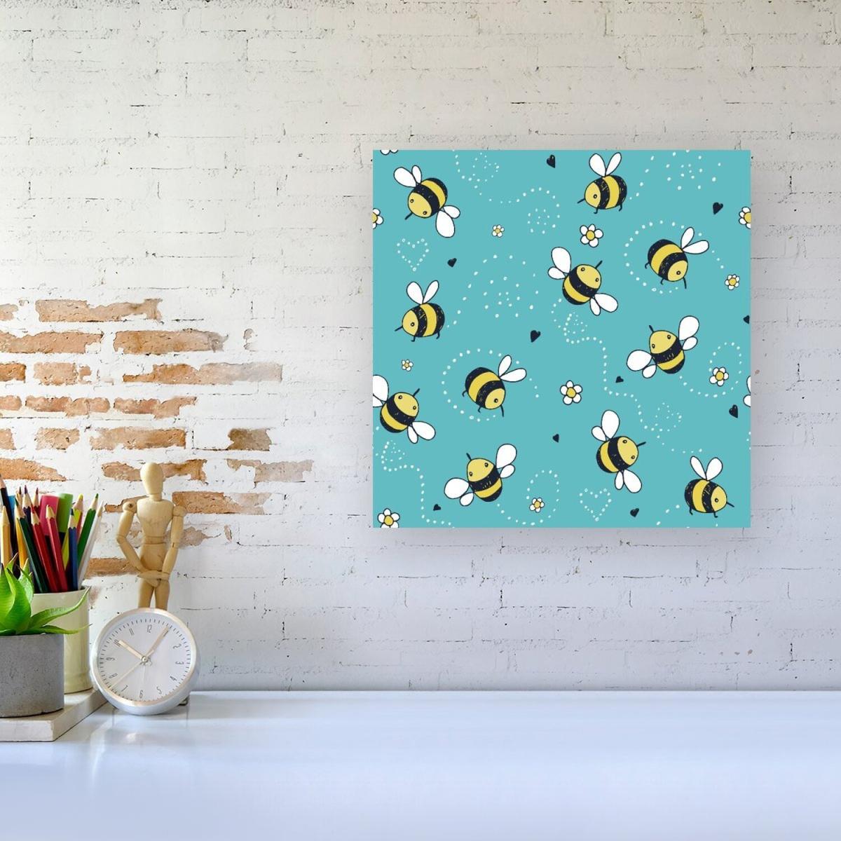 Hand Drawn Busy Bees Canvas Print - Blue / Small – image 2