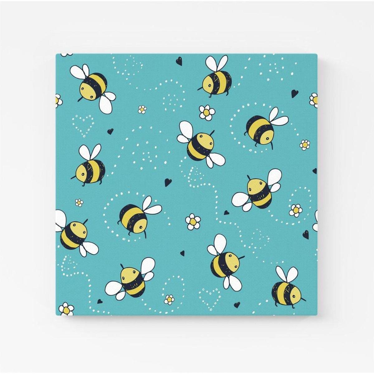 Hand Drawn Busy Bees Canvas Print - Blue / Small – image 3