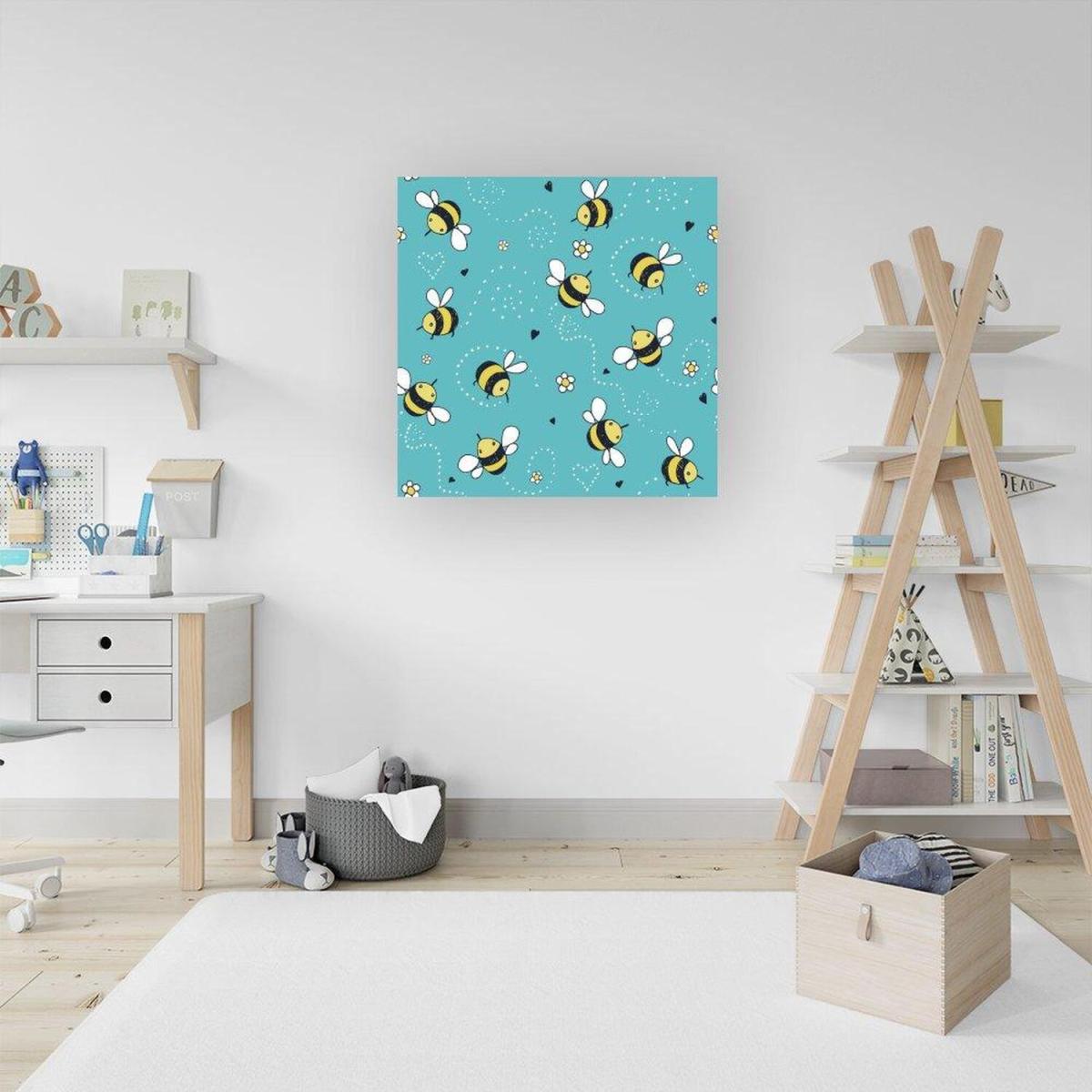 Hand Drawn Busy Bees Canvas Print - Blue / Small – image 5