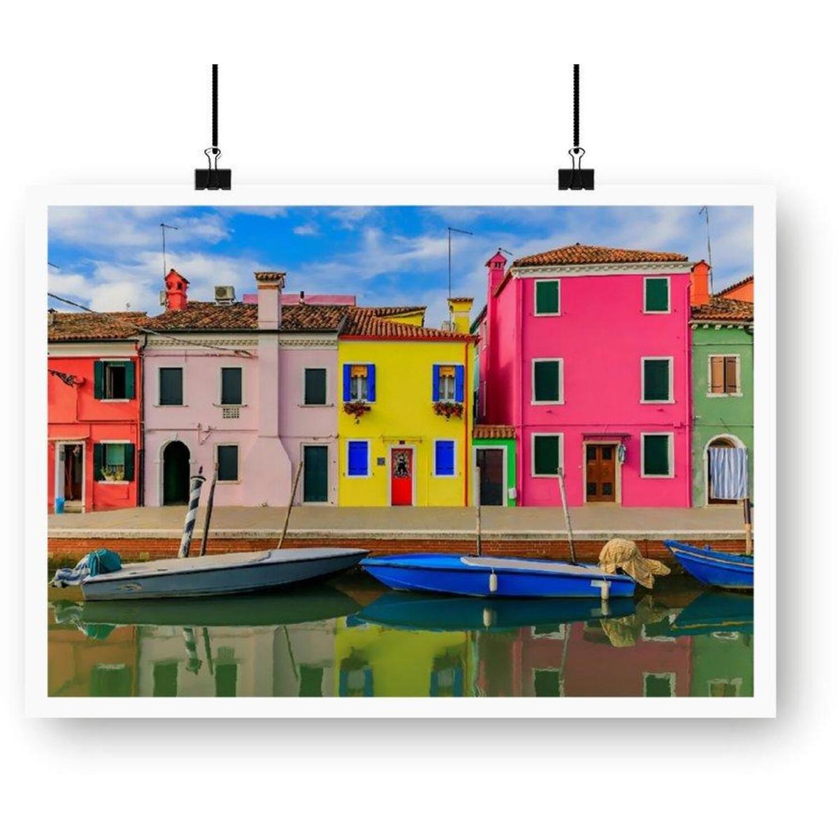 Bright And Colorful Houses In Burano Island Art Print - Blue / 84.1cm – image 2