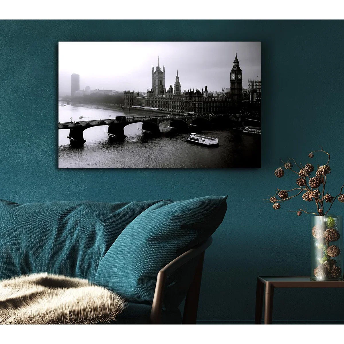 London Black And White Canvas Print Wall Art - Yellow / 81.28cm – image 4