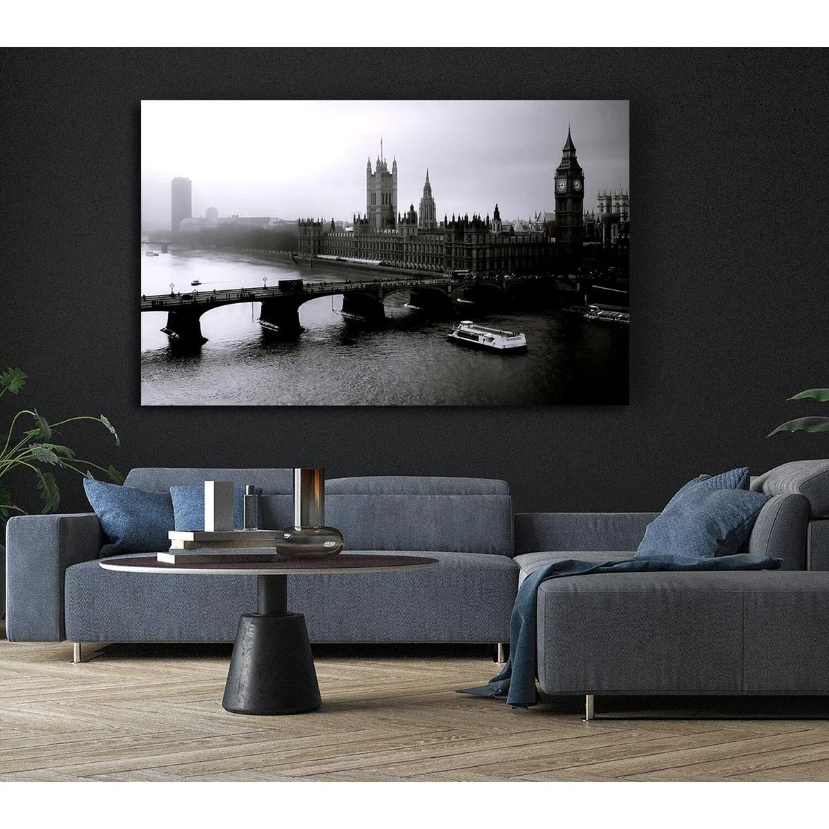 London Black And White Canvas Print Wall Art - Yellow / 81.28cm – image 5