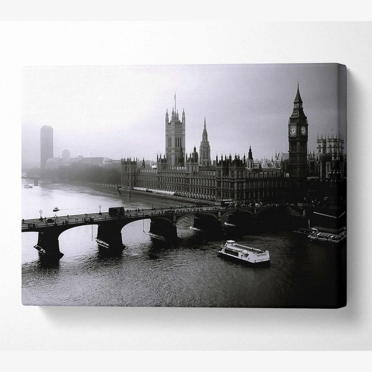 London Black And White Canvas Print Wall Art - Yellow / 81.28cm – image 1