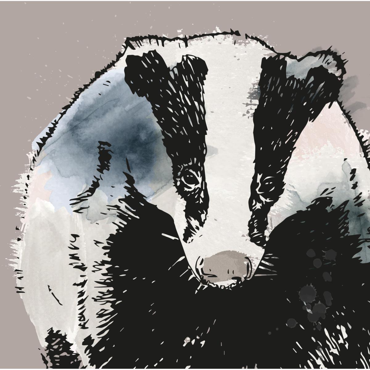 Rustic Badger Neutral Framed Wall Art Print - Black Frame - Black Frame – image 2