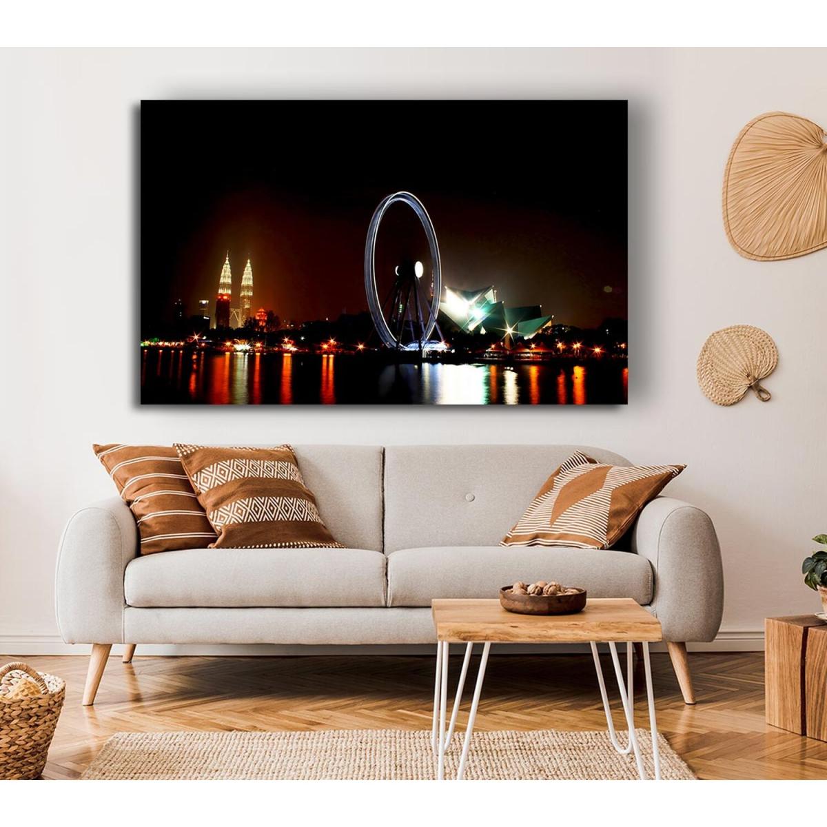 London Eye Over The Thames Canvas Print Wall Art - Yellow / 101.6cm – image 3