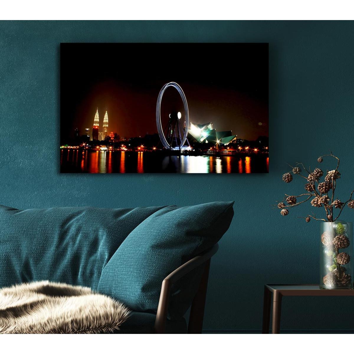 London Eye Over The Thames Canvas Print Wall Art - Yellow / 101.6cm – image 4