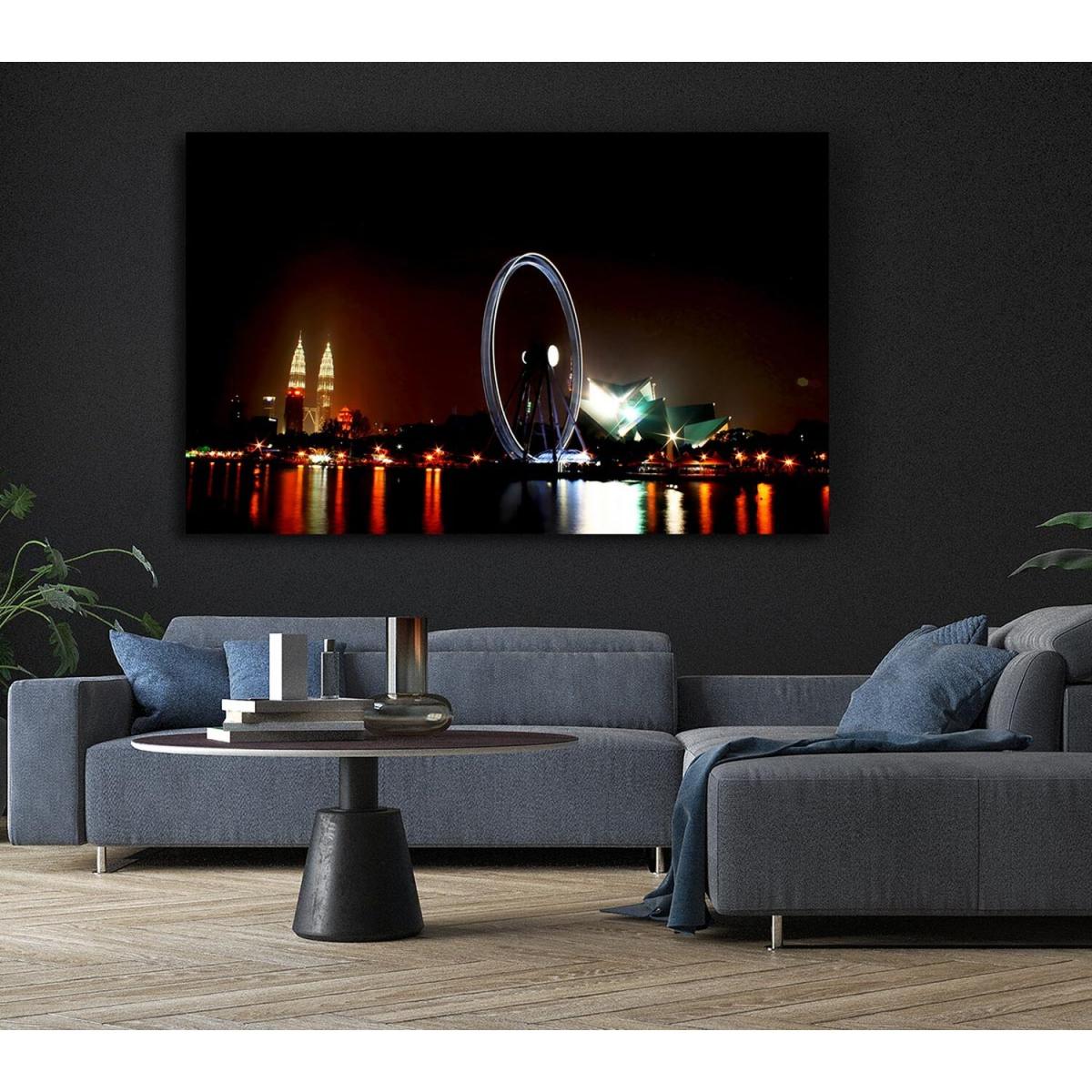 London Eye Over The Thames Canvas Print Wall Art - Yellow / 101.6cm – image 5