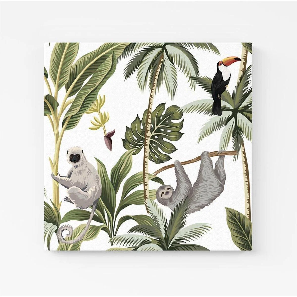 Tropical Sloths Canvas Print - Green / Large – image 2
