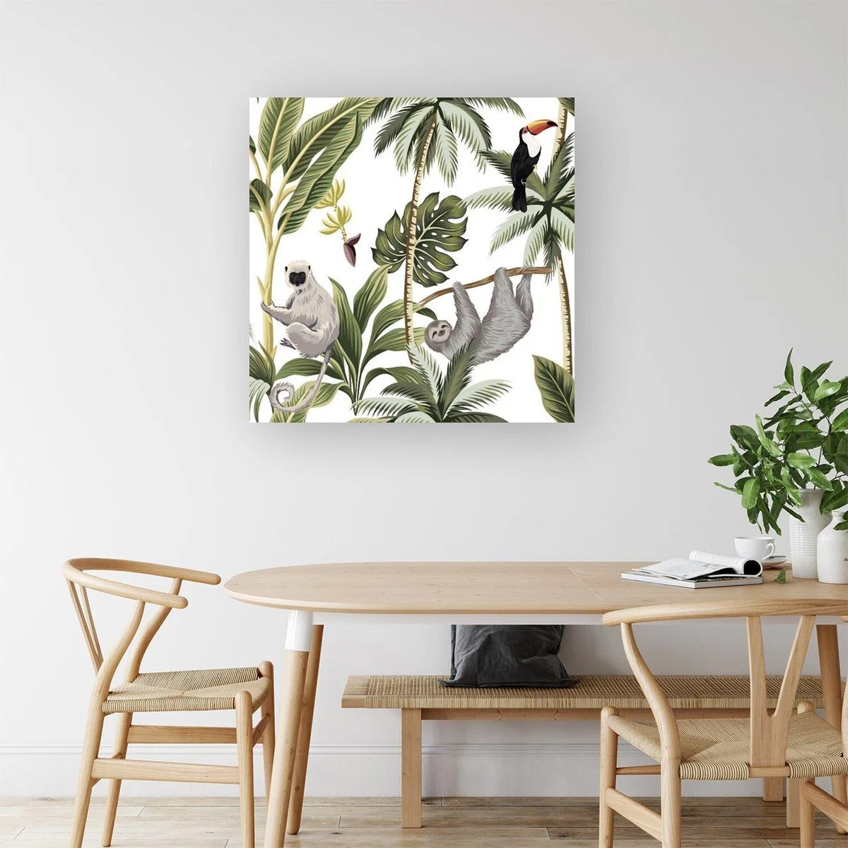 Tropical Sloths Canvas Print - Green / Large – image 3