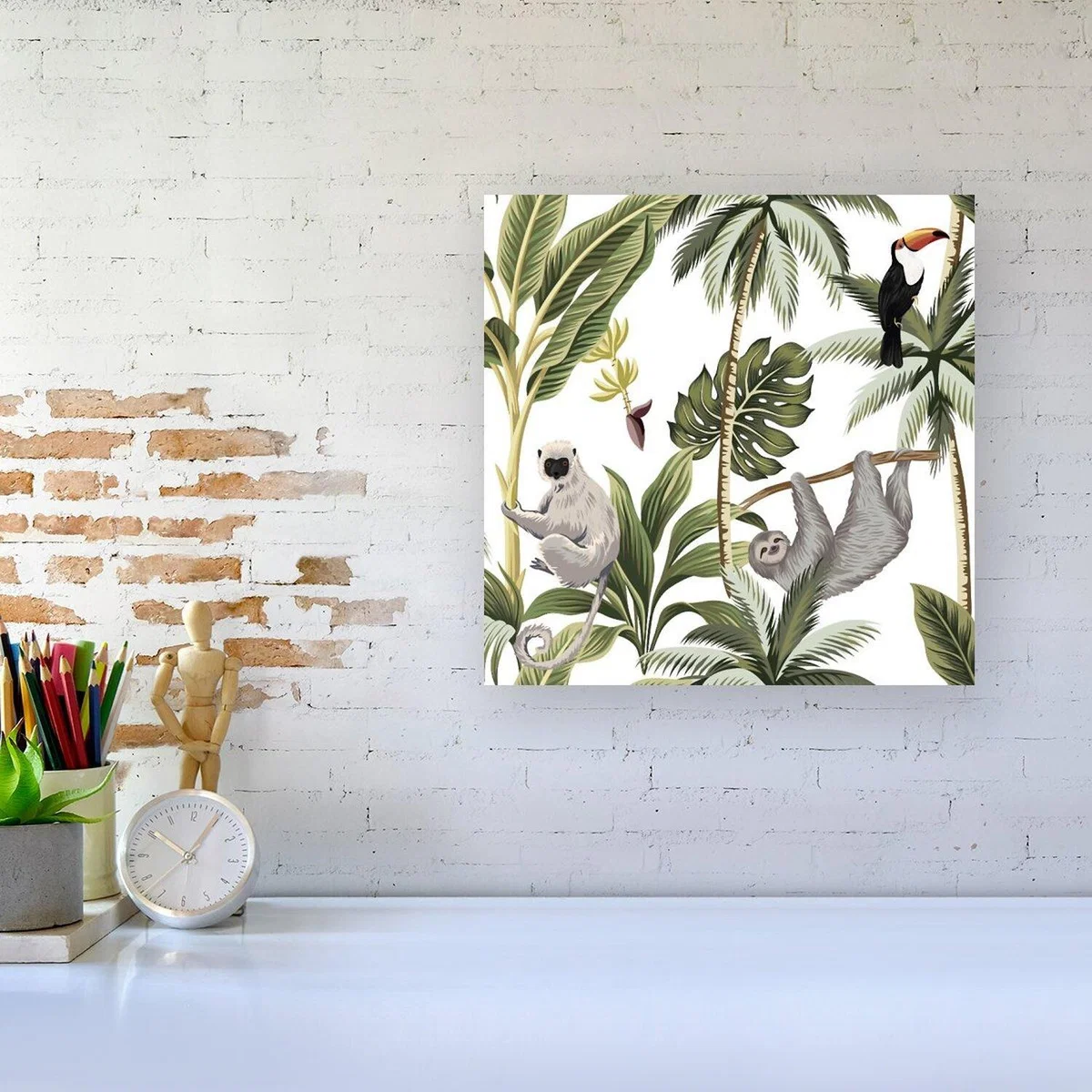 Tropical Sloths Canvas Print - Green / Large – image 1