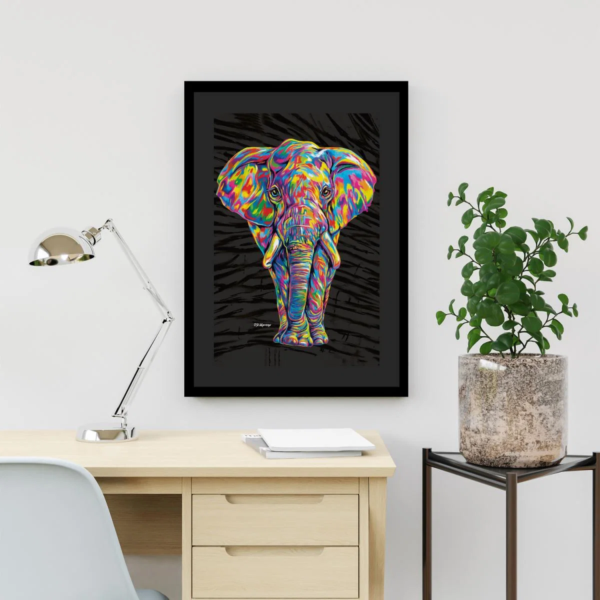Paige the Elephant Framed Wall Art - White / 43.5cm – image 3